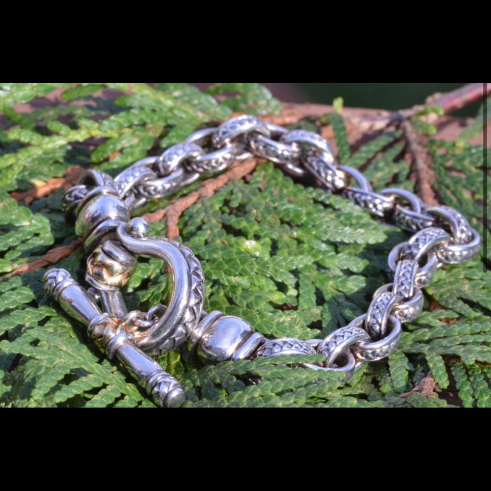 Scott Kay Toggle Bracelet in Silver & Yellow Gold